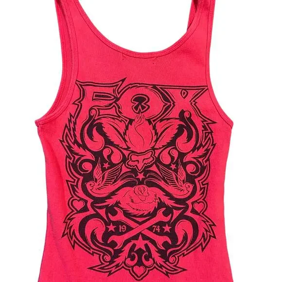 Vintage Y2K Fox Racing Tank Top Women’s Size Large Grunge Graphic Pink - Picture 5 of 5